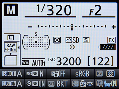 Nikon D810 Information Display LCD monitor screen